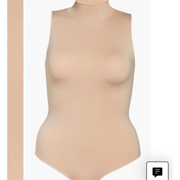 Skims Essential Mock Neck Sleeveless Bodysuit Sandstone 4/5x - Picture 2 of 6